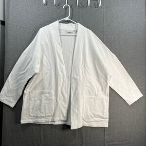 Encore by Idina Menzel Open-Front Lightweight Fleece Ca Bright White, Size 1X